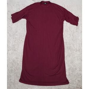 Dressed in LaLa Ozzy Dress in Maroon Midi Ribbed Oversized Womens Size L